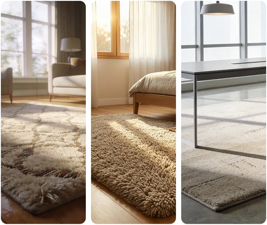 Expert Area Rugs Service in Lubbock TX wool rug bedroom warm cozy fibers detailed pattern