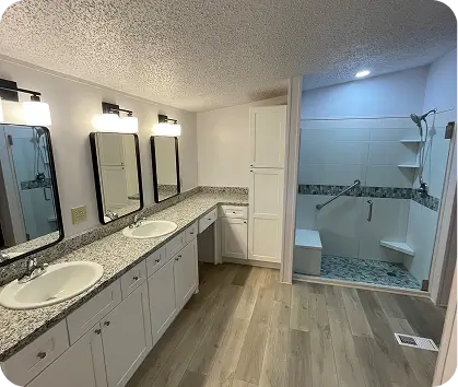 Contemporary kitchen flooring installation bright cabinets Flooring Remodeling Services in Idalou TX spacious design