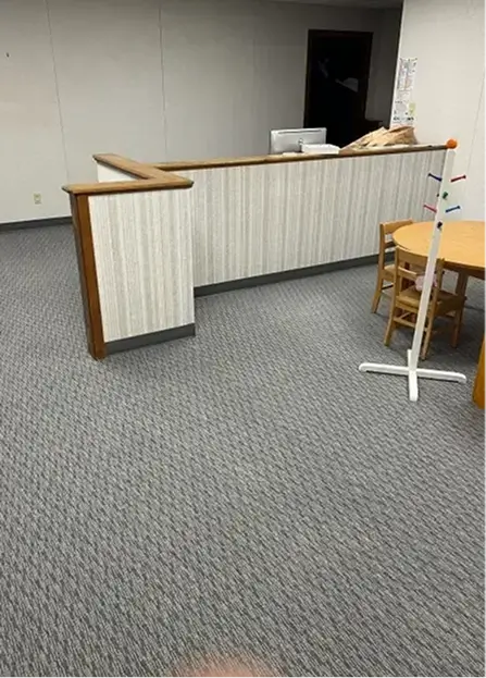 Durable gray commercial-grade loop or patterned carpet tiles designed