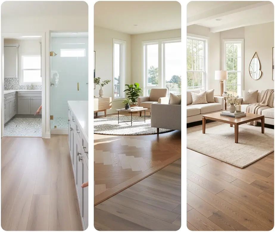 Durable kitchen vinyl plank flooring Flooring and Remodeling Services in Ralls TX renovation project modern cabinets countertops layout