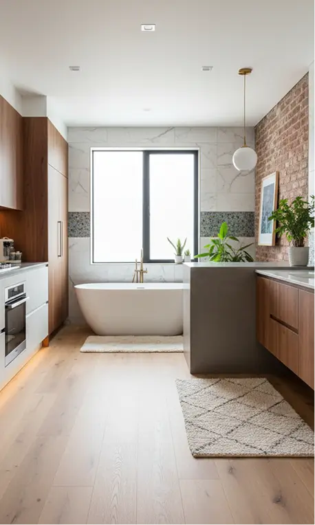 Minimalist bathroom tile flooring Flooring Remodeling Services in Meadow TX sleek modern vanity design