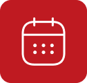Minimalist white calendar icon centered on a red background with rounded corners for scheduling